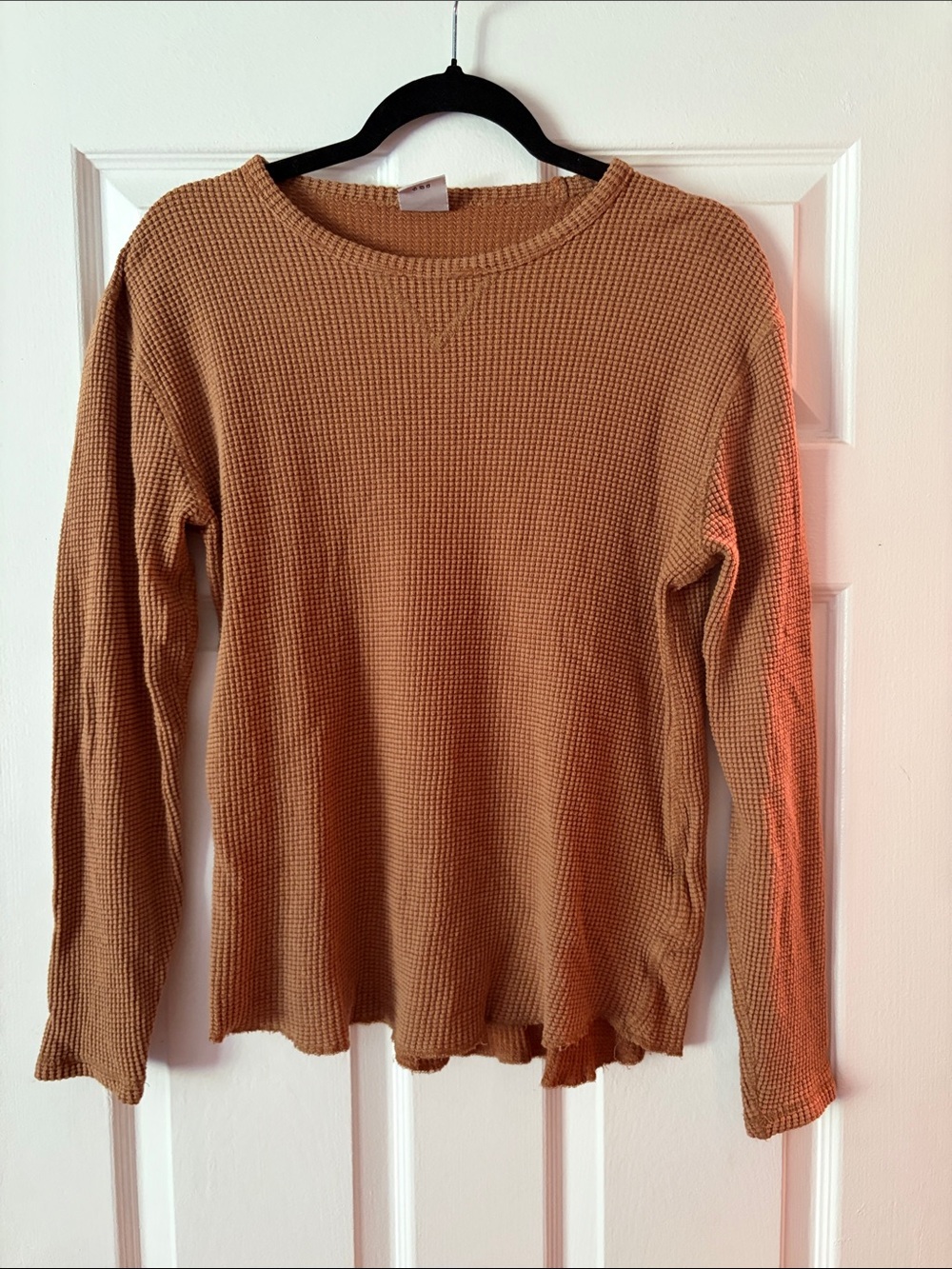 Urban Outfitters Waffle Knit Long Sleeve Top - Camel
